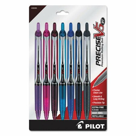 COOLCRAFTS PIL Precise V5RT Retractable Roller Ball Pen, Assorted Color, 7PK CO3762306